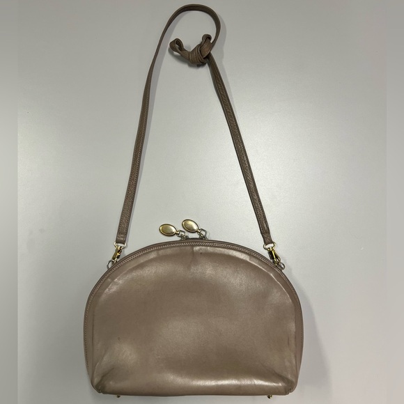 Artbag Vintage Dome Leather Taupe Crossbody Bag Made in Italy - Picture 4 of 16